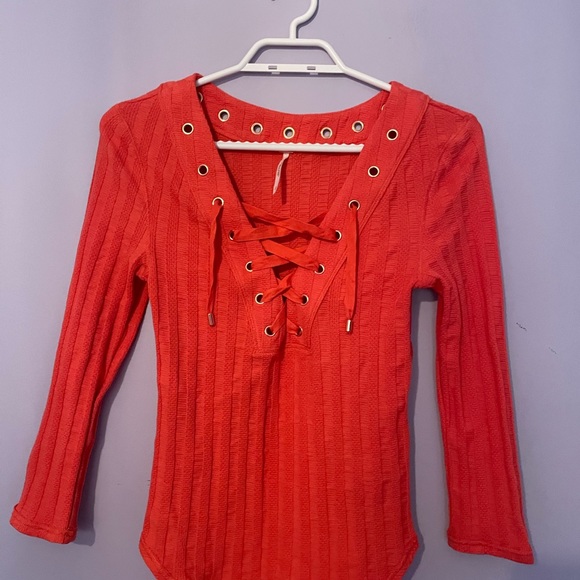 - Free People 'ice Cold Lace Up' Grommet Ribbed Top - Picture 8 of 10